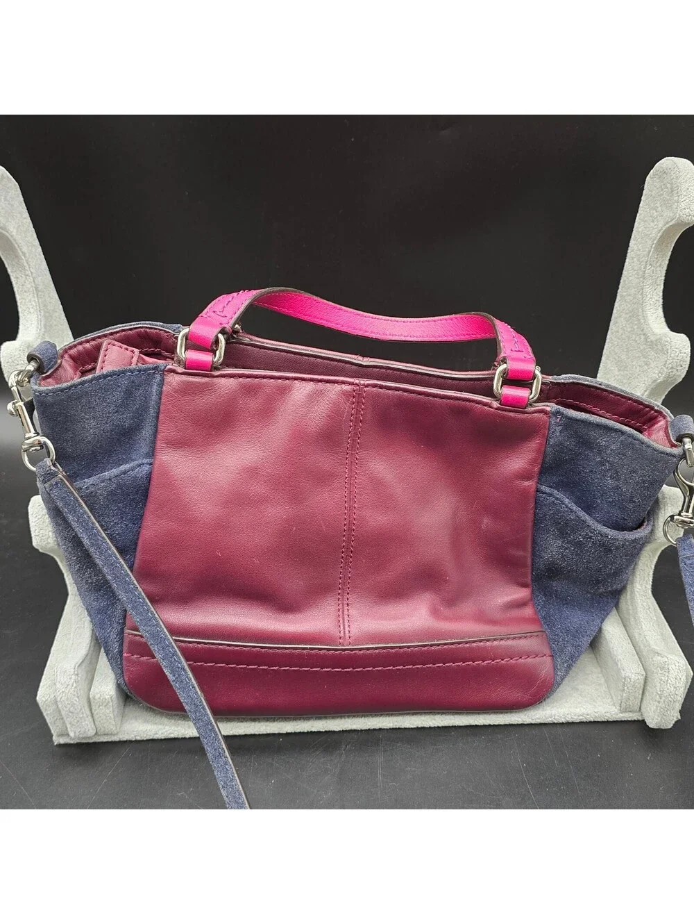 COACH Y2K Colorblock Mixed Media Mini Tote  Suede Quilted Leather